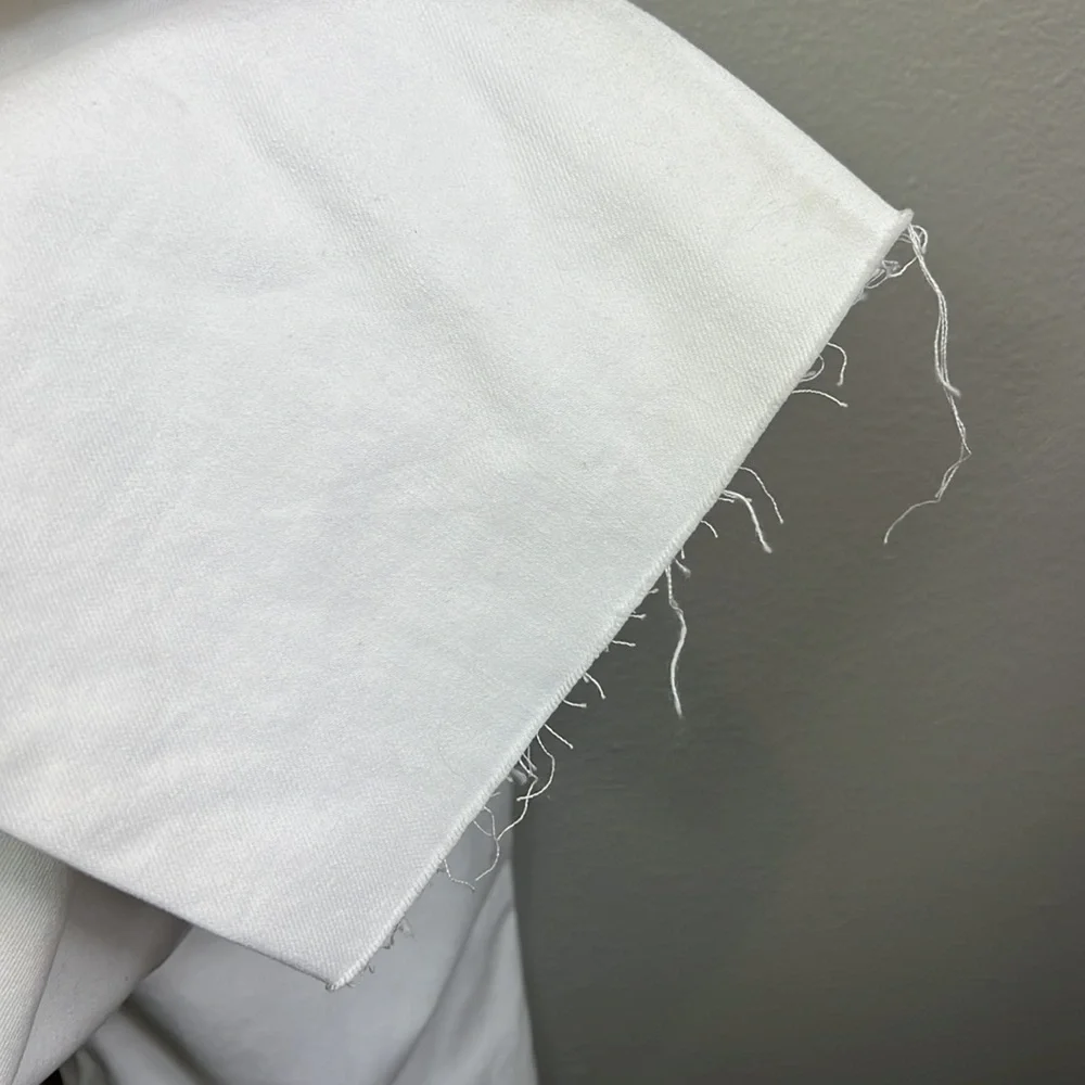 NWT Joe’s Jeans Overalls White Medium Raw Hem Straight Leg 100% Cotton Denim - Picture 7 of 13